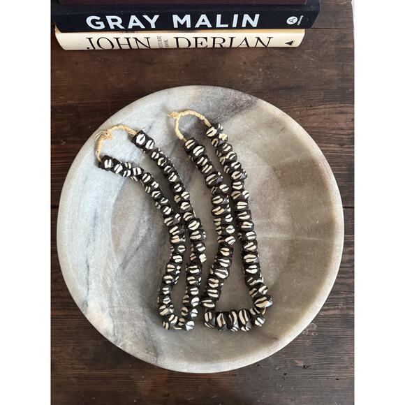 Vintage African Batik Bone Bead Strand - Picture 1 of 3